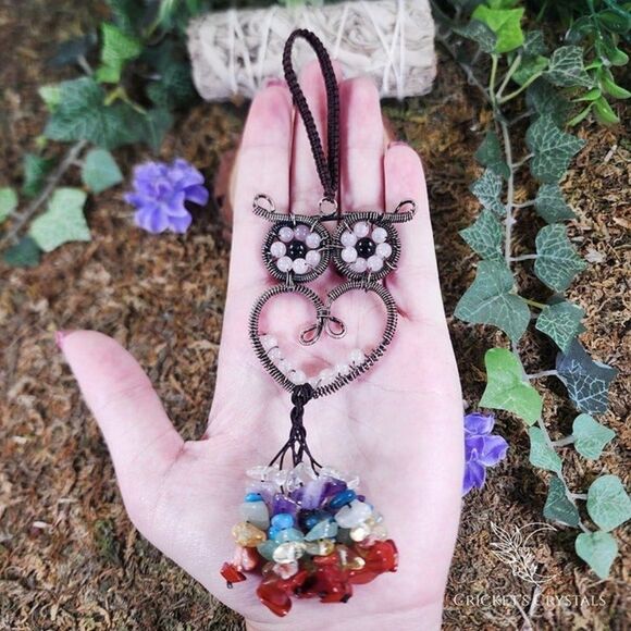 Handmade Rose Quartz Crystal Owl Décor #37 - Picture 2 of 2